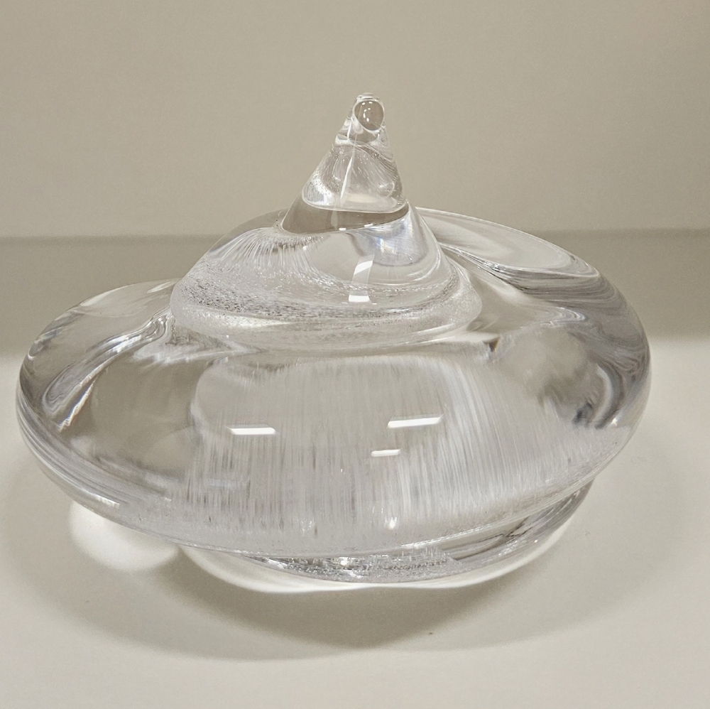 Rare Vintage 1970's Ronneby Sweden Beautiful Swirled Clear Glass Paperweight